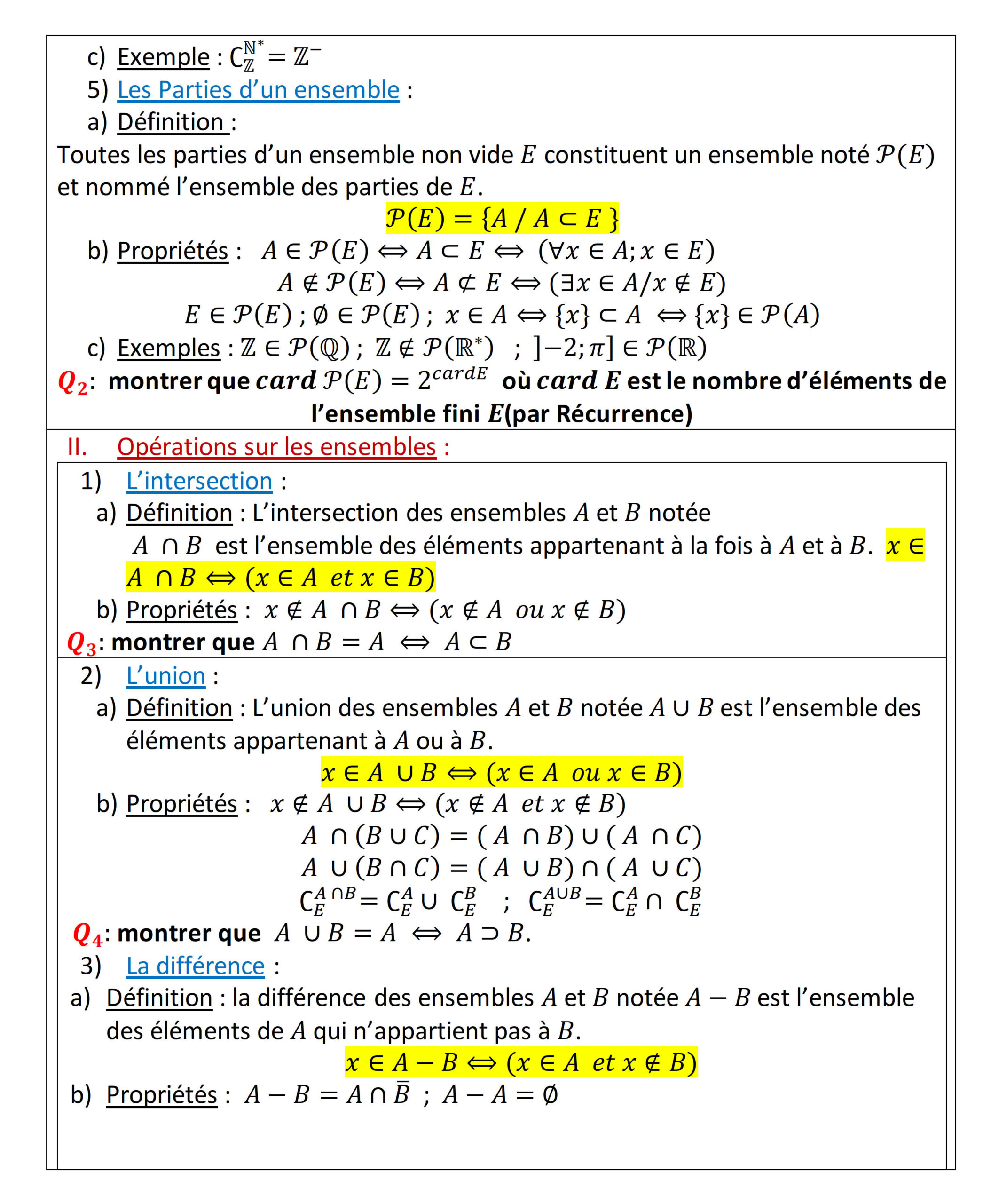 Les Ensembles — fiche 2